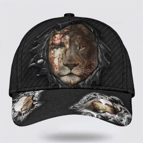 Christian Baseball Cap, Jesus Christ And Lion Half Face Baseball Cap, Mens Baseball Cap, Women’s Baseball Cap