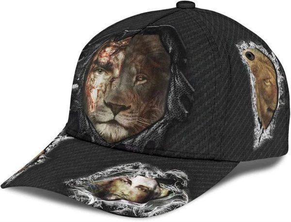 Christian Baseball Cap, Jesus Christ And Lion Half Face Baseball Cap, Mens Baseball Cap, Women’s Baseball Cap