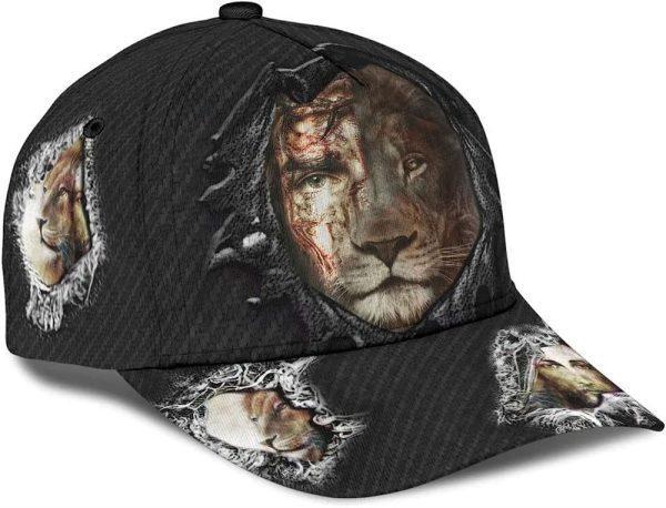 Christian Baseball Cap, Jesus Christ And Lion Half Face Baseball Cap, Mens Baseball Cap, Women’s Baseball Cap