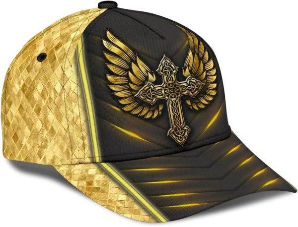 Christian Baseball Cap, Jesus Cross Angel Wings All Over Print Baseball Cap, Mens Baseball Cap, Women’s Baseball Cap