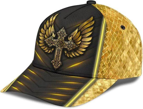 Christian Baseball Cap, Jesus Cross Angel Wings All Over Print Baseball Cap, Mens Baseball Cap, Women’s Baseball Cap