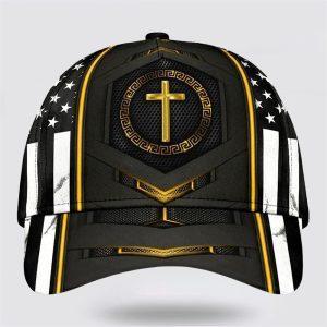 Christian Baseball Cap, Jesus Gold Flag Cross…