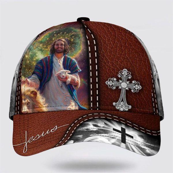 Christian Baseball Cap, Jesus Lion With Lamb Cross Baseball Cap, Mens Baseball Cap, Women’s Baseball Cap