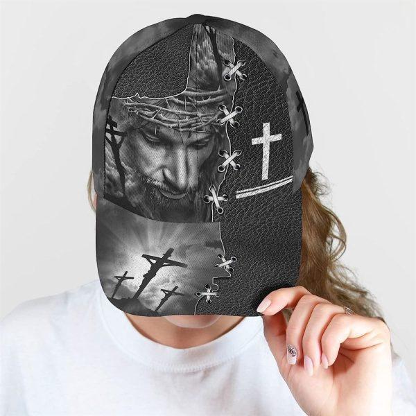 Christian Baseball Cap, Jesus On The Cross Religion Crown Of Thorn All Over Print Baseball Cap, Mens Baseball Cap, Women’s Baseball Cap