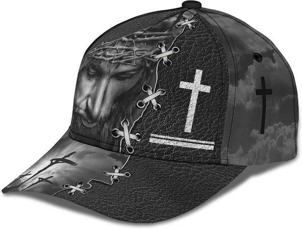 Christian Baseball Cap, Jesus On The Cross Religion Crown Of Thorn All Over Print Baseball Cap, Mens Baseball Cap, Women’s Baseball Cap