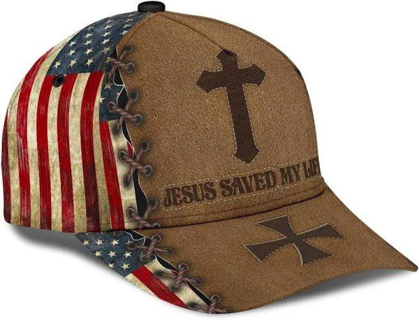 Christian Baseball Cap, Jesus Saved My Life Cross Classic Hat All Over Print, Mens Baseball Cap, Women’s Baseball Cap