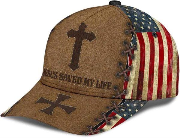 Christian Baseball Cap, Jesus Saved My Life Cross Classic Hat All Over Print, Mens Baseball Cap, Women’s Baseball Cap