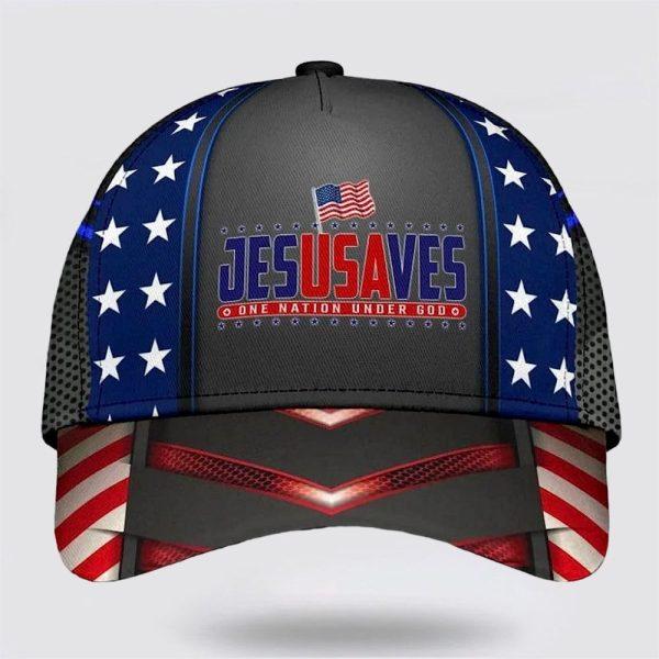 Christian Baseball Cap, Jesus Saves One Nation Under God Classic Hat All Over Print, Mens Baseball Cap, Women’s Baseball Cap