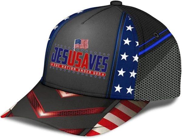 Christian Baseball Cap, Jesus Saves One Nation Under God Classic Hat All Over Print, Mens Baseball Cap, Women’s Baseball Cap