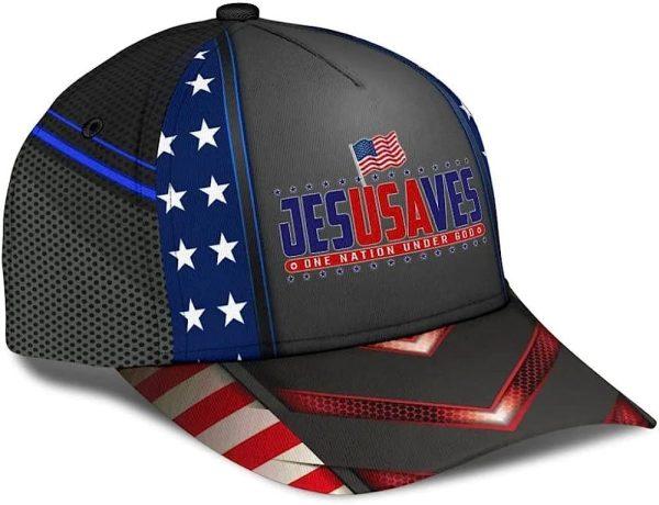 Christian Baseball Cap, Jesus Saves One Nation Under God Classic Hat All Over Print, Mens Baseball Cap, Women’s Baseball Cap