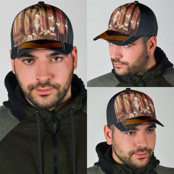 Christian Baseball Cap, Jesus Walking In Forest With Lamb Classic Hat All Over Print, Mens Baseball Cap, Women’s Baseball Cap