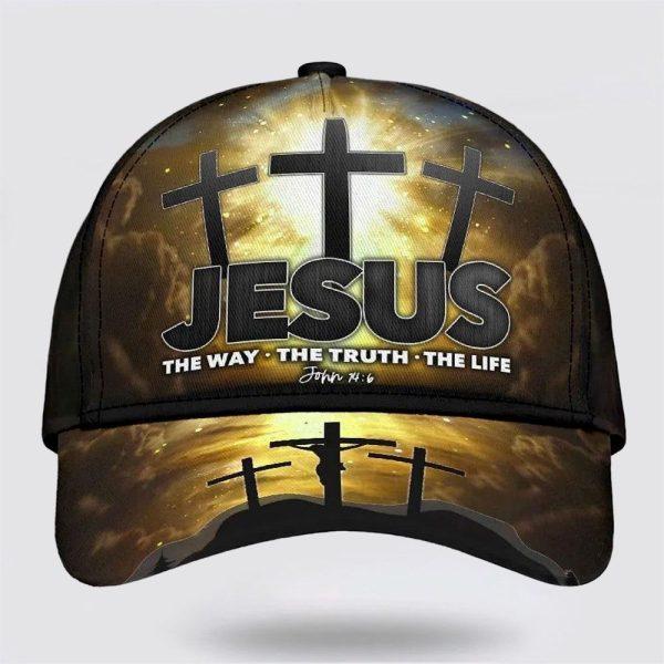 Christian Baseball Cap, Jesus Way Truth Life Classic Hat All Over Print, Mens Baseball Cap, Women’s Baseball Cap