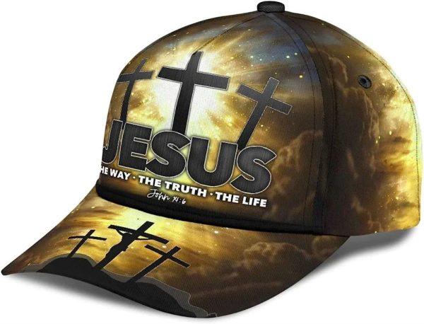 Christian Baseball Cap, Jesus Way Truth Life Classic Hat All Over Print, Mens Baseball Cap, Women’s Baseball Cap