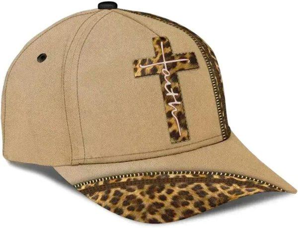 Christian Baseball Cap, Leopard Faith Jesus Cross All Over Print Baseball Cap, Mens Baseball Cap, Women’s Baseball Cap