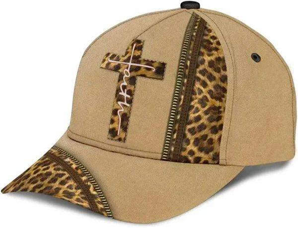 Christian Baseball Cap, Leopard Faith Jesus Cross All Over Print Baseball Cap, Mens Baseball Cap, Women’s Baseball Cap