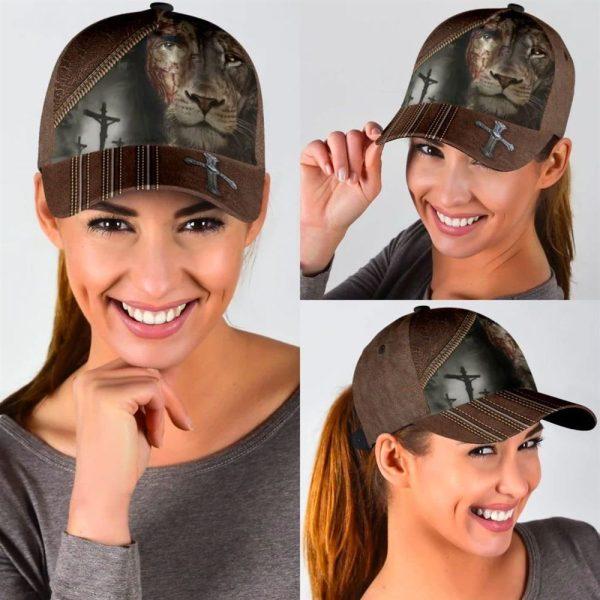 Christian Baseball Cap, Lion Crucifixion Of Jesus Classic Hat All Over Print, Mens Baseball Cap, Women’s Baseball Cap