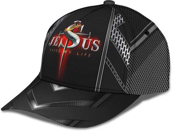 Christian Baseball Cap, Nails Cross With Crown Of Thorn Jesus Saved My Life All Over Print Baseball Cap, Mens Baseball Cap, Women’s Baseball Cap