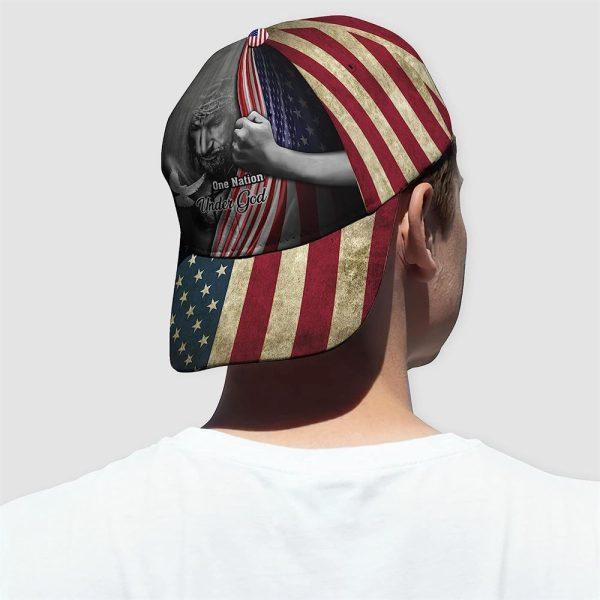 Christian Baseball Cap, One Nation Under God American Flag And God And Dove All Over Print Baseball Cap, Mens Baseball Cap, Women’s Baseball Cap