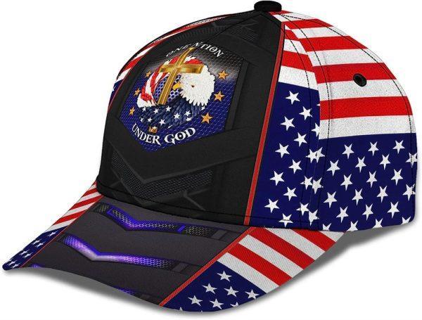 Christian Baseball Cap, One Nation Under God Cross And American Flag Eagle Wreath Baseball Cap, Mens Baseball Cap, Women’s Baseball Cap