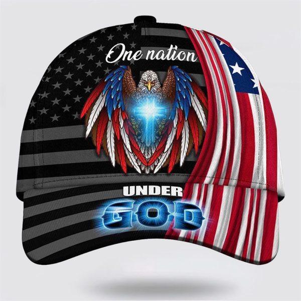 Christian Baseball Cap, One Nation Under God Eagle Cross All Over Print Baseball Cap, Mens Baseball Cap, Women’s Baseball Cap