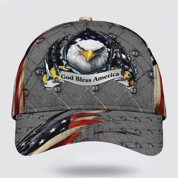 Christian Baseball Cap, Patriotic Bald Eagle God Bless America All Over Print Baseball Cap, Mens Baseball Cap, Women’s Baseball Cap