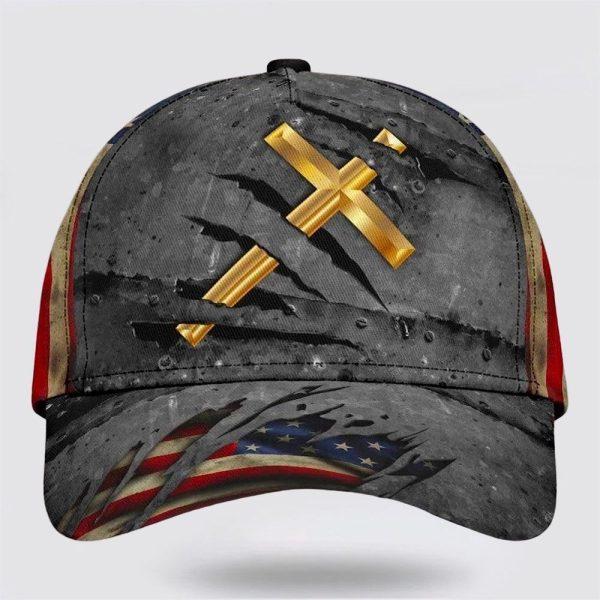 Christian Baseball Cap, The Cross Holy American Flag Classic Hat All Over Print, Mens Baseball Cap, Women’s Baseball Cap