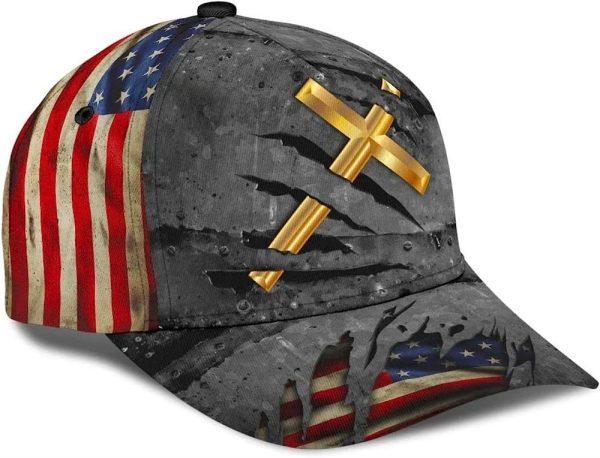 Christian Baseball Cap, The Cross Holy American Flag Classic Hat All Over Print, Mens Baseball Cap, Women’s Baseball Cap