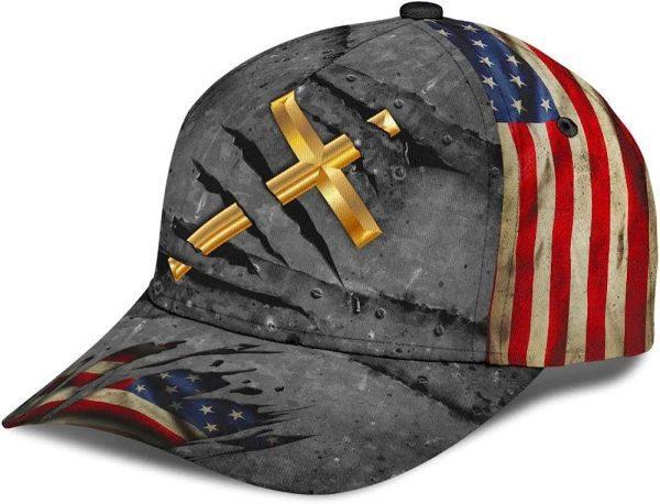 Christian Baseball Cap, The Cross Holy American Flag Classic Hat All Over Print, Mens Baseball Cap, Women’s Baseball Cap