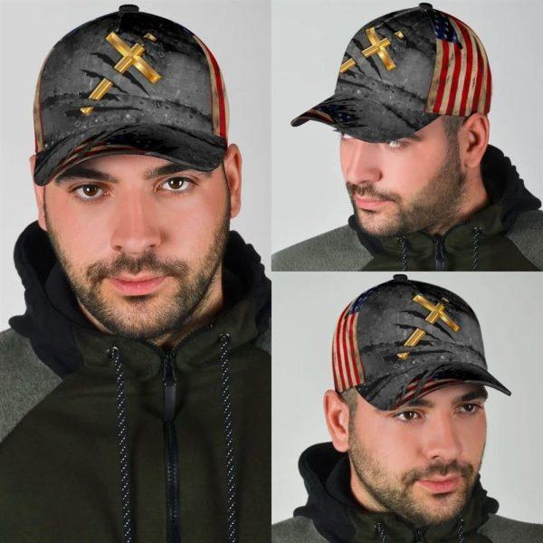 Christian Baseball Cap, The Cross Holy American Flag Classic Hat All Over Print, Mens Baseball Cap, Women’s Baseball Cap