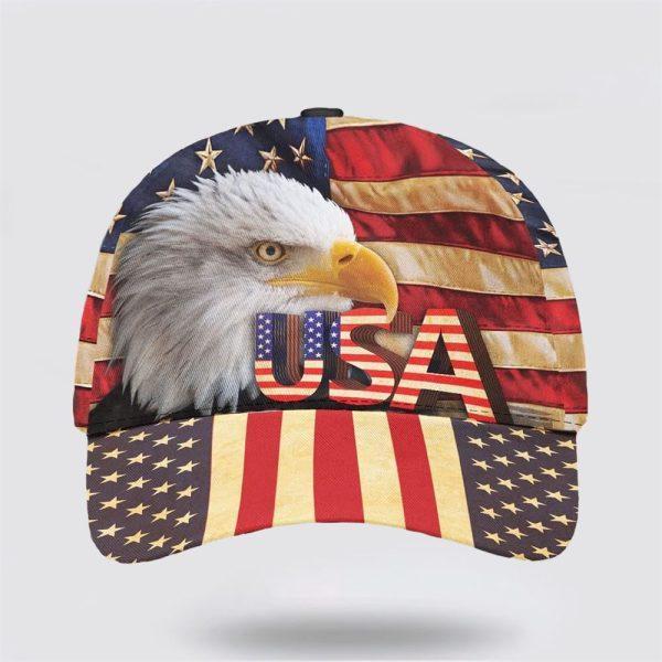 Christian Baseball Cap, The Eagle Usa Flag Classic Hat All Over Print, Mens Baseball Cap, Women’s Baseball Cap