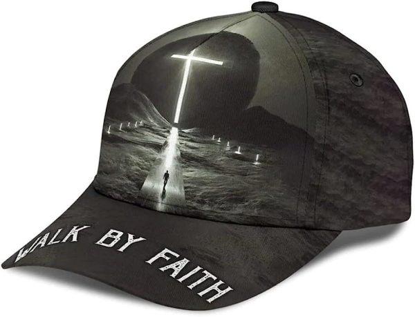 Christian Baseball Cap, Walk By Faith Cross Classic Hat All Over Print, Mens Baseball Cap, Women’s Baseball Cap