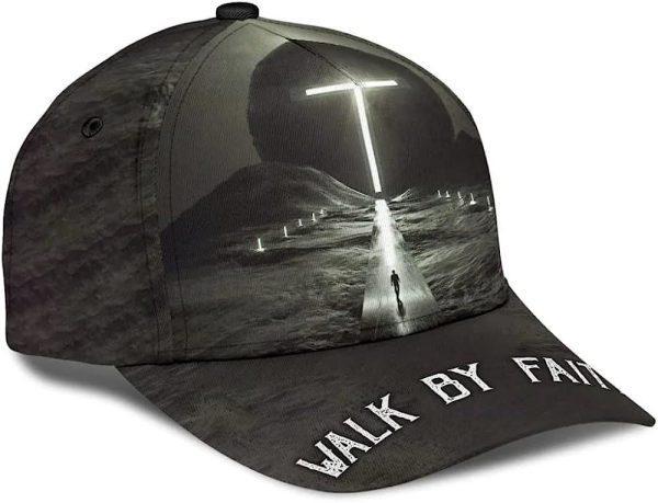 Christian Baseball Cap, Walk By Faith Cross Classic Hat All Over Print, Mens Baseball Cap, Women’s Baseball Cap