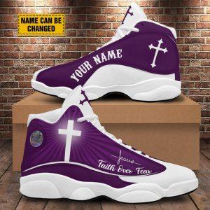 Christian Basketball Shoes Faith Over Fear Customized Purple Jesus Basketball Shoes Jesus Shoes Christian Fashion Shoes 3 nbxknh.jpg