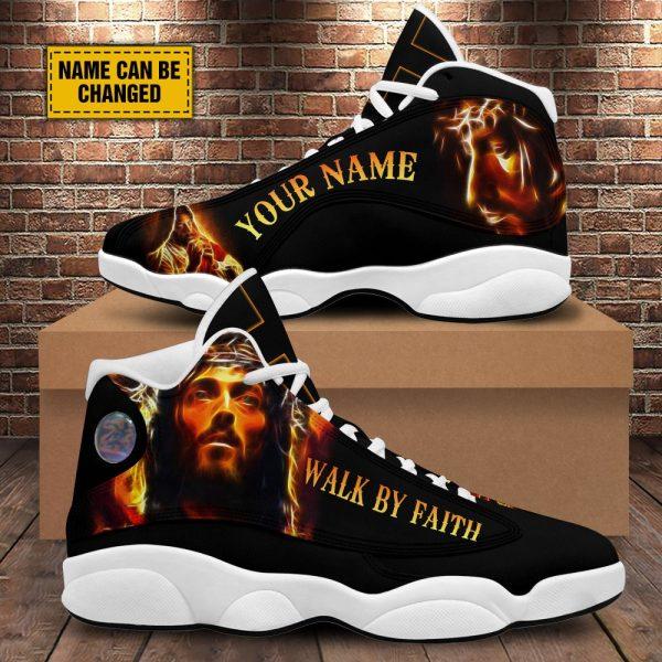 Christian Basketball Shoes, Walk By Faith Portrait Of Jesus Customized Jesus Basketball Shoes, Jesus Shoes, Christian Fashion Shoes