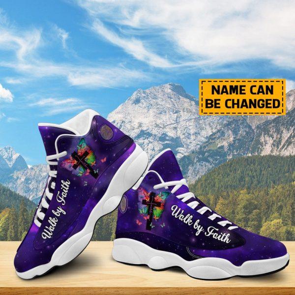Christian Basketball Shoes, Walk By Faith Purple Basketball Shoes, Jesus Shoes, Christian Fashion Shoes