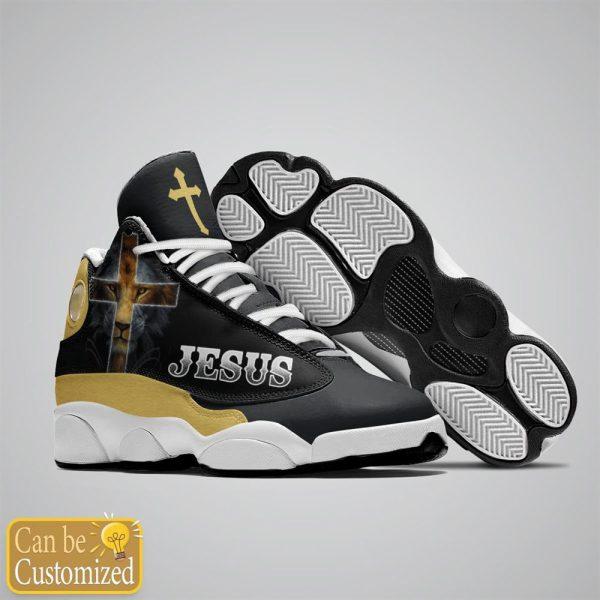 Christian Shoes, Black And Yellow Lion Jesus Custom Name Jd13 Shoes, Jesus Christ Shoes, Jesus Jd13 Shoes