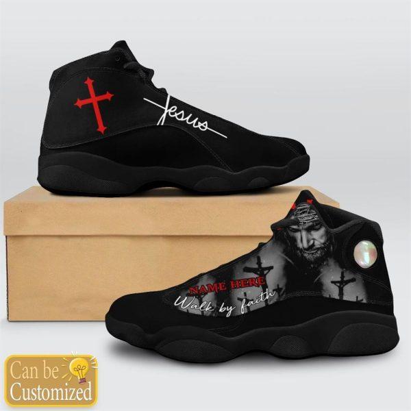 Christian Shoes, Black Cross Walk By Faith Jesus Custom Name Jd13 Shoes, Jesus Christ Shoes, Jesus Jd13 Shoes