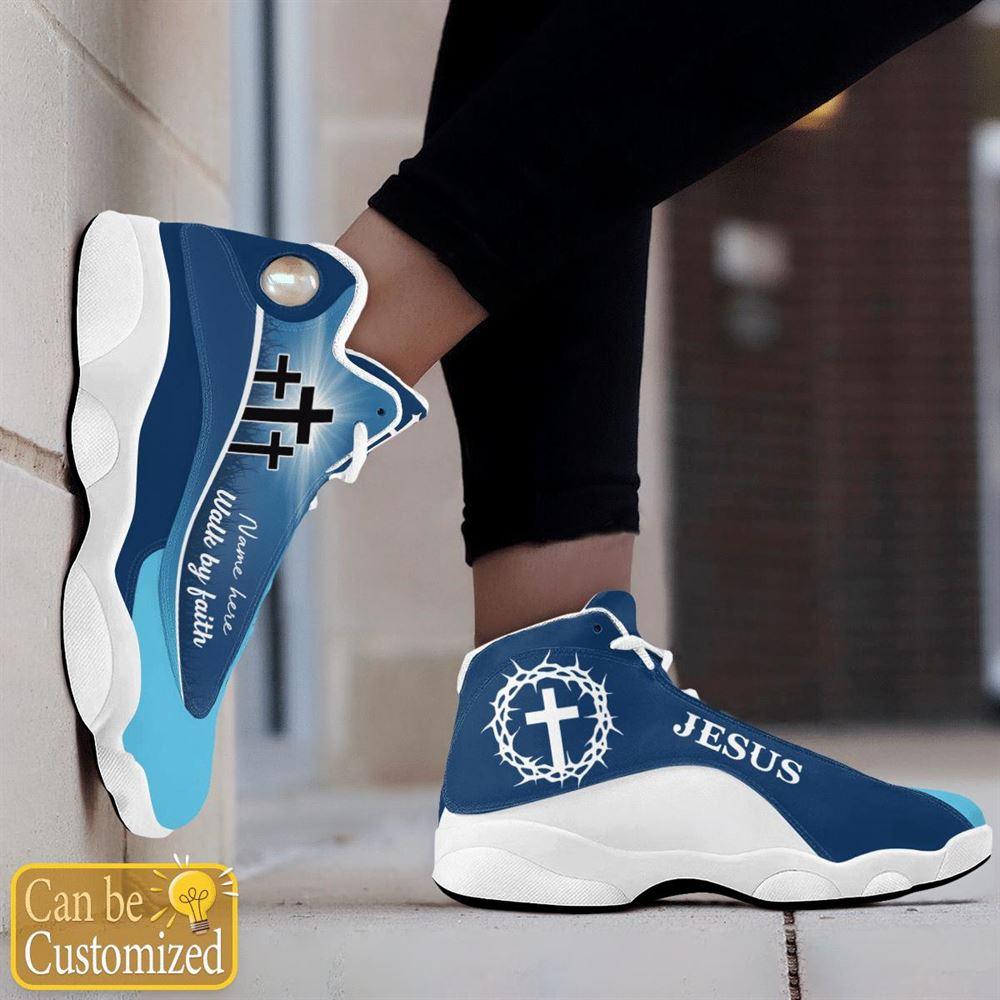 Christian Shoes, Blue Cross Walk By Faith Jesus Custom Name Jd13 Shoes, Jesus Christ Shoes, Jesus Jd13 Shoes