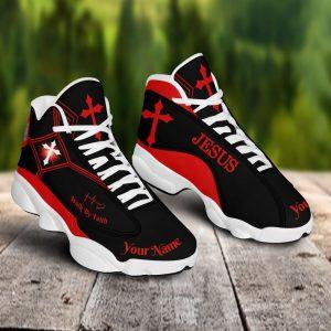 Christian Shoes, Jesus Basic Walk By Faith Custom Name Jd13 Shoes Black And Red, Jesus Christ Shoes, Jesus Jd13 Shoes