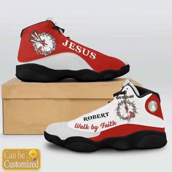 Christian Shoes, Jesus Blood Walk By Faith Red Custom Name Jd13 Shoes, Jesus Christ Shoes, Jesus Jd13 Shoes