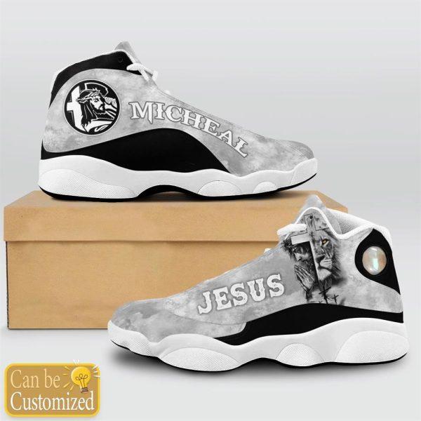 Christian Shoes, Jesus Gray Lion Custom Name Jd13 Shoes, Jesus Christ Shoes, Jesus Jd13 Shoes