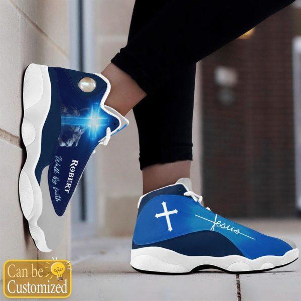 Christian Shoes, Jesus Lion Blue Walk By Faith Custom Name Jd13 Shoes, Jesus Christ Shoes, Jesus Jd13 Shoes