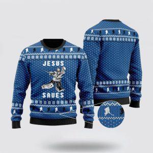 Christian Sweater, Hockey Jesus Saves Christmas Ugly…