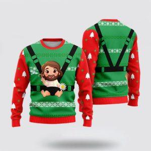 Christian Sweater, Jesus Baby Funny Red Green…