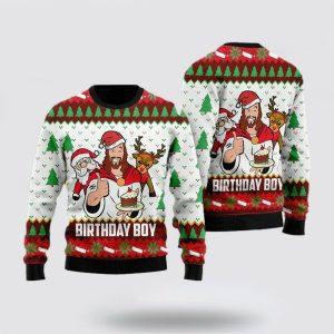 Christian Sweater, Jesus Birthday Boy Ugly Christmas…