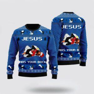 Christian Sweater, Jesus Has Your Back Jiu…