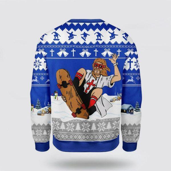 Christian Sweater, Jesus Skateboarding Christmas Ugly Christmas Sweater, Jesus Christmas Sweater, Jesus Saves Shirt