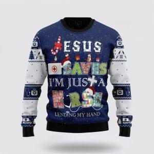 Christian Sweater, Nurse Life Jesus Saves Ugly…