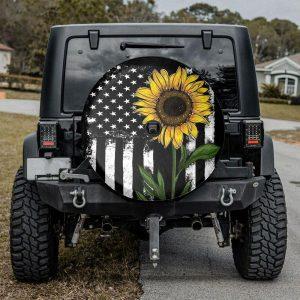 Christian Tire Cover, American Flag Sunflower Camping…