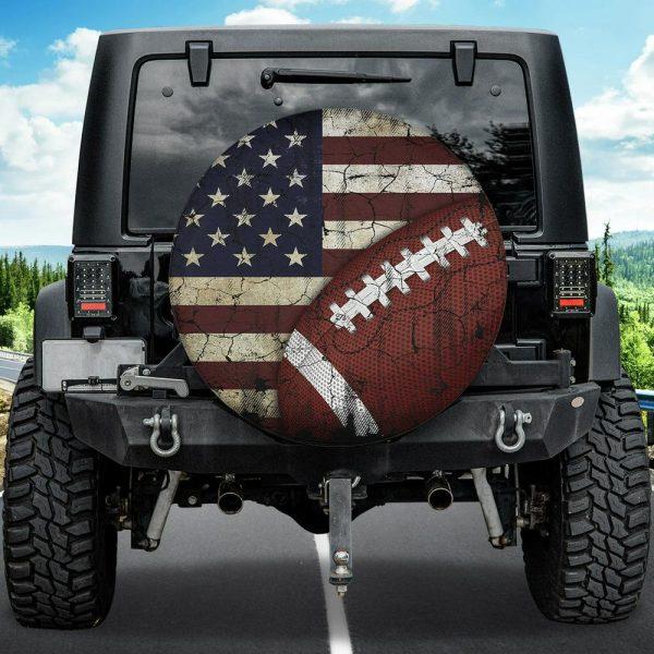 Christian Tire Cover, American Football Grunge American Flag Tire Protector Covers, Jesus Tire Cover, Spare Tire Cover